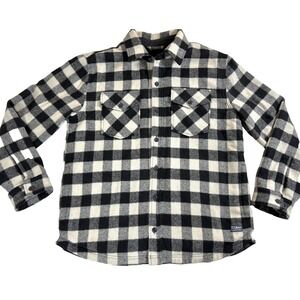 90's Vintage LL Bean Mens M Buffalo Check‎ Wool Field Coat Jacket White Black